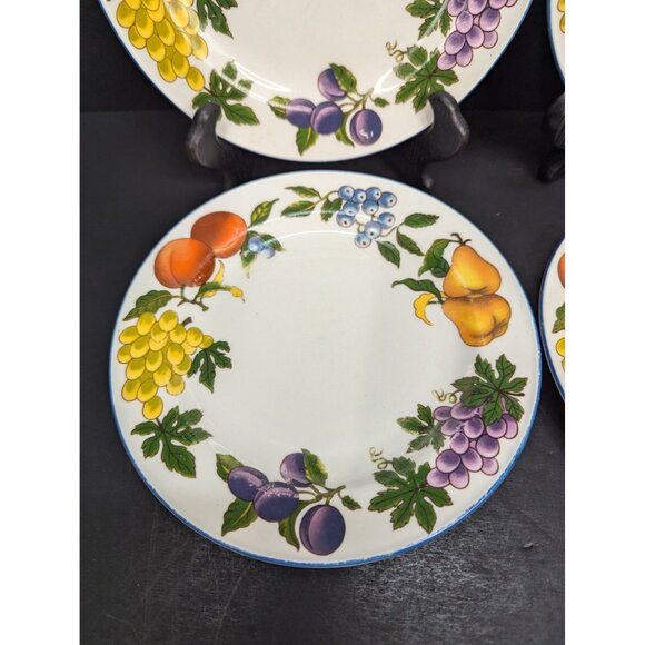 Tabletops Unlimited Stoneware Essence Fruit Pattern 7 1/2" Bread Plate Set of 4 - Picture 6 of 11